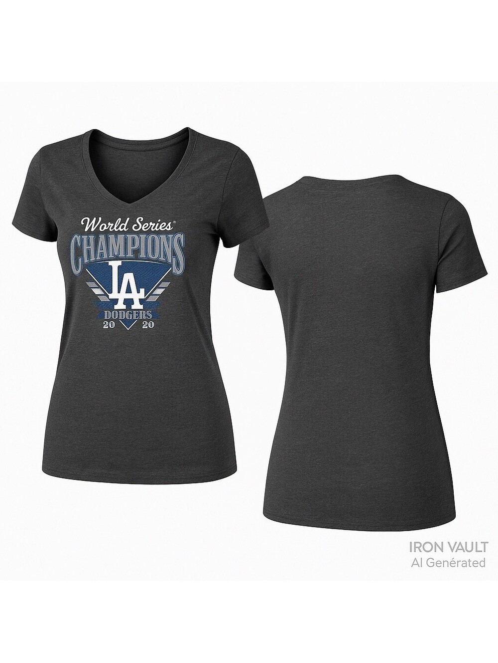 Los Angeles Dodgers 2020 World Series Champions Fanatics Gray Women’s V-Neck  Lg